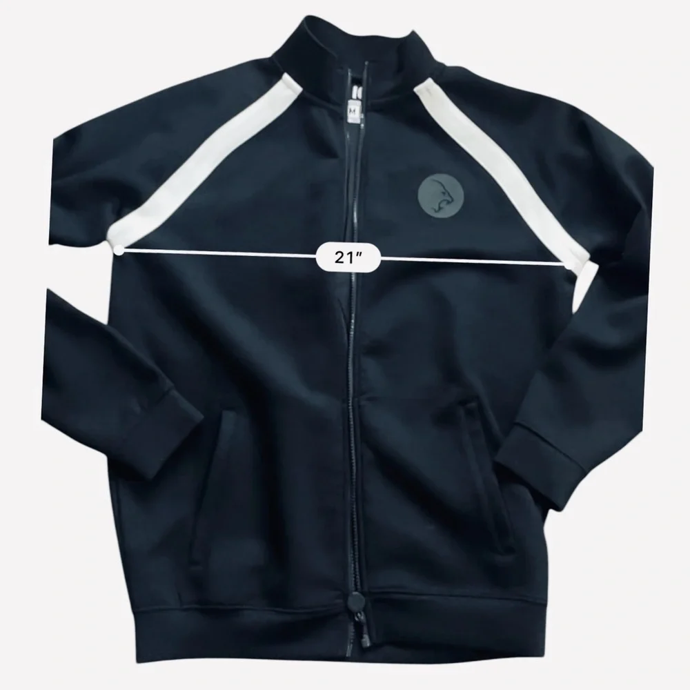 IQ Lion Athletics black sports activewear track jacket zip pockets logo Men M